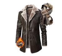 NIDSNID Herren Pelz Lederjacke Flieger Bomber Shearling Mantel Sherpa Fleece gefütterte Jacken Herren Kunstpelzjacke Dicke Leder Winterjacke,Shearling Lederjacke Bomber (1,3XL)