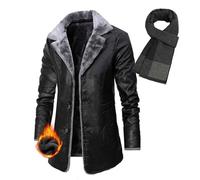 NIDSNID Herren Pelz Lederjacke Flieger Bomber Shearling Mantel Sherpa Fleece gefütterte Jacken Herren Kunstpelzjacke Dicke Leder Winterjacke,Shearling Lederjacke Bomber (4,3XL)