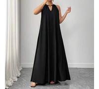 Nie aus der Mode, Kooky Eleganz Kollektion (Woe Is Me Vibes)(Wednesday Ästhetik) Damen Große Größen Lässiges Webkleid mit Neckholder in Schwarz für Gr