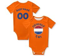 Niederlande Newest Fan Personalisiertes Fußball Baby Body mit Baby Namen und Nummer für Jungen und Mädchen Fans Strampler Orange 3M-2T