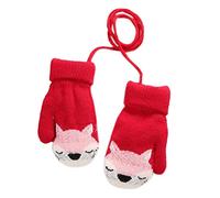 Niedlich Fuchs Kleinkind Winter Warme Handschuhe für 0-3 Jahre Baby Plüsch Fäustlinge auf Schnur Warm Wolle Strickhandschuhe Kinder Schnee Handschuhe Baby Mädchen Jungen Geschenk