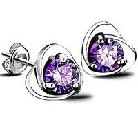 Niedliche Amethyst-Ohrstecker in Herzform, einfache und exquisite frische Ohrringe, lila, professioneller Prozess