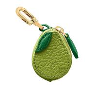 Niedliche Avocado-förmige PU-Leder Münztasche Schlüsselanhänger, Mini Reißverschluss-Tasche Schlüsselring, Kleiner Ohrstöpselhalter Taschenanhänger