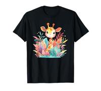 Niedliche Baby-Giraffe Dschungel Regenbogen Blätter Fantasie T-Shirt