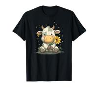 Niedliche Baby-Kuh mit gelber Blume T-Shirt