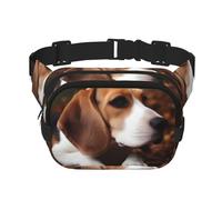 Niedliche Beagle-Gürteltasche für Damen, wasserdicht, verstellbar, Hüfttasche, modisch, lässig, Crossbody-Tasche, Bauchtasche für Laufen, Workout, Wandern, Reisen, Schwarz, Einheitsgröße, Schwarz ,