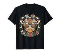 Niedliche Bücherwurm Giraffe Bücher Blumen Grafik Frauen Mädchen T-Shirt