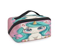 Niedliche Cartoon-Einhorn-Reise-Make-up-Tasche für Damen, Herren, Mädchen, Jungen, Kulturbeutel, tragbar, Kosmetik, Toilettenartikel, Organizer, Duschtasche