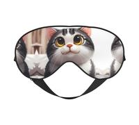 Niedliche Cartoon-Kätzchen-Schlafmaske, Augenmasken zum Schlafen, doppelseitig, Schlafmasken für Damen und Herren, Verdunkelungs-Augenabdeckungen zum Schlafen, Reisen