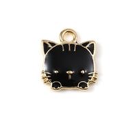 Niedliche Charms, Katze, Tier, Emaille, Zinklegierung, Anhänger, DIY, Ohrringe, Halskette, Damenschmuck, 15 mm x 13 mm, schön und attraktiv, 10 Stück