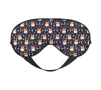 Niedliche Corgi Hund Lustige Mond Sterne Schlafmaske Augenmasken für Schlaf Doppelseitige Schlafmasken für Frauen Männer Verdunkelung Augenabdeckungen zum Schlafen Reisen