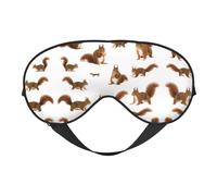 Niedliche Eichhörnchen-Seiden-Schlafmaske, elastisches Band, Reisen und Nickerchen, weiche Augenabdeckung, Augenschutz für Reisen, Yoga, Nickerchen