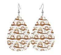 Niedliche Faultier-Ohrringe für Damen, modische tropfenförmige Leder-Ohrringe für Frauen, trendige, bunte Tränen-Ohrringe