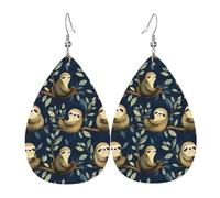 Niedliche Faultier-Ohrringe für Damen, modische Tropfenleder-Ohrringe für Frauen, trendige, bunte Tränen-Ohrringe