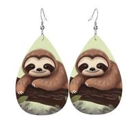 Niedliche Faultier-Ohrringe für Frauen, tropfenförmig, Leder, doppelseitig, baumelnde Ohrringe, leicht, Damen-Ohr-Accessoires, Schmuck, modisch, Geburtstagsgeschenk