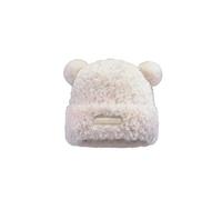 INOMAK Niedliche Fuzzy-Bären-Mütze, hautfreundliche Plüsch-Bär-Mütze, Mütze mit Ohren, Beanie-Mütze für Frauen (White,One Size)