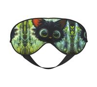 Niedliche große Augen schwarze Katze Schlafmaske, Augenmasken zum Schlafen, doppelseitig, Schlafmasken für Damen und Herren, Verdunkelungs-Augenabdeckungen zum Schlafen, Reisen