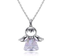 Niedliche Halsketten mit Engel-Anhänger aus 925er-Sterlingsilber, Kristalle von Figure, edler Schmuck für Mädchen und Frauen, Accessoires