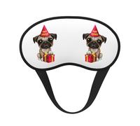 Niedliche Happy Birthday Mops Welpe Druck Einstellbare Augenabdeckung zum Schlafen, bequeme, druckfreie und atmungsaktive Schlafmasken
