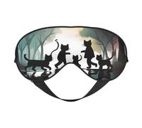 Niedliche Happy Kitten doppelseitige weiche Verdunkelungs-Augenmaske, Entspannung, Nulldruck, Nachtschlaf-Augenmaske