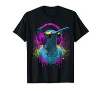 Niedliche Kolibri-Kopfhörer Motiv Sonnenbrille Kunst Tier T-Shirt
