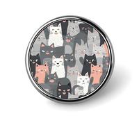 Niedliche, lustige graue Katzenmuster, Anstecknadel, Brosche, rund, modisch, Brosche, Anstecknadeln, Legierung, Knopfnadeln, Emaille, Pinback, für Hut, Hemd, Kleidung, Taschen