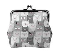 Niedliche lustige graue Katzenmuster, kleine Geldbörsen für Damen, Münzbörse für Damen, kleine Damengeldbörse, kleine Make-up-Tasche für Geldbörse, Schwarz , Einheitsgröße, Taschen-Organizer