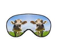 Niedliche lustige Kuh-Schlafmaske für Männer, Frauen, Teenager, Kinder, Nachtschlaf-Lidschatten-Abdeckung und Augenbinde, blockiert Licht, weicher Komfort für Reisen, Yoga, Nickerchen