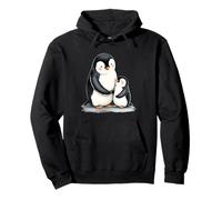 Niedliche Mama und Baby Pinguin herzerwärmende Tierwelt Kunst Pullover Hoodie
