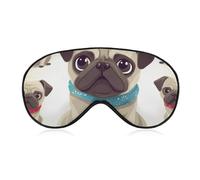 Niedliche Mops-Augenmaske, seitliche Schlafmaske, leichte Augenbinde, Schlafmaske, Nasenpolster und Gummiband für Kinder, Frauen und Männer