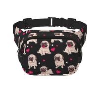 Niedliche Mops-Gürteltasche für Damen und Herren, modische Hüfttaschen für Workout, Laufen, Reisen, Wandern, Schwarz , Einheitsgröße
