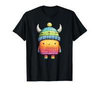 Niedliche Nordic Monster Horned Beanie Rainbow T-Shirt