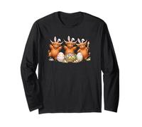 Niedliche Oster-Highland-Kühe Hasenohren Eier Kawaii Tanzen Langarmshirt