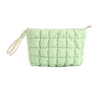Niedliche Puffer-Gesteppte Make-up-Kosmetiktasche, geschwollen, Reise-Kulturbeutel, Reißverschlusstasche, Make-up-Organizer for Mädchen(Green)