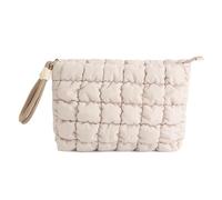 Niedliche Puffer-Gesteppte Make-up-Kosmetiktasche, geschwollen, Reise-Kulturbeutel, Reißverschlusstasche, Make-up-Organizer for Mädchen(Khaki)