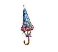 Niedliche Regenschirm-Brosche aus Legierung für Damen - personalisierte High-End-Farb-Strass-Schleife Corsage