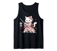 Niedliche Samurai-Katze, Sakura-Kätzchen, rosa Kimono, japanischer Anime Tank Top