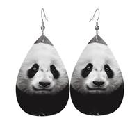 Niedliche schwarz-weiße Panda-Ohrringe für Damen, tropfenförmige Leder-Ohrringe, doppelseitig, baumelnd, leicht, Damen-Ohrschmuck, Schmuck, modisches Geburtstagsgeschenk