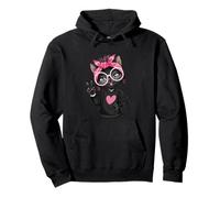 Niedliche Schwarze Katze Kawaii Kätzchen Mädchen Peace Zeichen Pop Grafik Pullover Hoodie