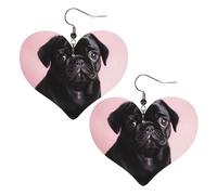 Niedliche schwarze Mops-Leder-Ohrringe für Frauen, Herz-Ohrringe, leichte Tropfenohrringe, Schmuckgeschenk, Einheitsgröße, Leder, Kein Edelstein