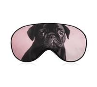 Niedliche schwarze Mops-Schlafmaske, Augenmasken für Schlafmaske, Schlafmasken für Damen und Herren, Schlafmaske, Verdunkelung, verstellbare Schlafmaske, Reiseaugenmaske, Seitenschläfer-Augenmaske