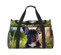 Niedliche schwarze Wochenendtasche mit Mops-Aufdruck für Damen, Reisetasche, persönliche Gegenstände, Reisetasche, Gepäcktasche, Reisezubehör, Schwarz , Einheitsgröße