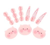 Niedliche Schweinchen Haarspange 9 Stück-pack aus Legierung Mottoparty | Cartoon Dekor in Rosa, für Ponytail Partien und Pony, Mix And Match, für Mädchen