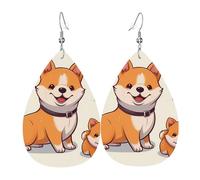 Niedliche Shiba Inu Hunde-Ohrringe für Frauen, tropfenförmige Leder-Ohrringe, doppelseitig, baumelnde Ohrringe, leicht, Damen-Ohr-Accessoires, Schmuck, modisch, Geburtstagsgeschenk