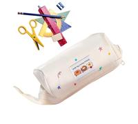 Niedliche Stifte Federmäppchen | Bärenprint Etui Aufbewahrungstasche,Bürobedarf Aufbewahrung Organizer Für Stift Und Marker Geeignet Für Schule Und College Reise Geburtstag Und Mädchen, Creme