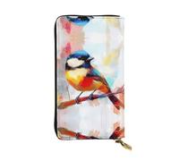 Niedliche Vogel-Geldbörse aus Leder, tragbares Kreditkartenetui, Münzfach mit Reißverschluss und Ausweisfach