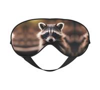 Niedliche Waschbär-Augenmaske, doppelseitig, weiche Augenabdeckung für Schlaf, Reisen, Yoga, verstellbarer Riemen, blockiert Licht
