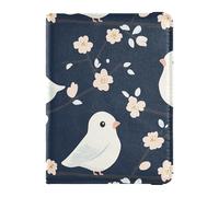 Niedliche weiße Vögel Reisepass- und Impfkarten-Brieftasche, Kombi, Reisepasshülle, Reisepasshülle, Kombination mit Impfkartenfach, für Damen und Herren, wasserdicht