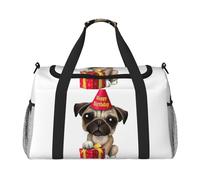 Niedliche Wochenendtasche mit Mops-Aufdruck für Damen, Reisetasche, persönliche Gegenstände, Reisetasche, Gepäck, Reisezubehör, Schwarz , Einheitsgröße