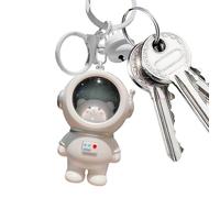 Niedlicher Astronauten-Schlüsselanhänger - beleuchteter Anhänger, ABS-Material, 6,7 cm Größe, Silber und Gold, tragbares Ornament für Schultasche, Handy, Geldbörse, Rucksack, Autoschlüssel, lustige